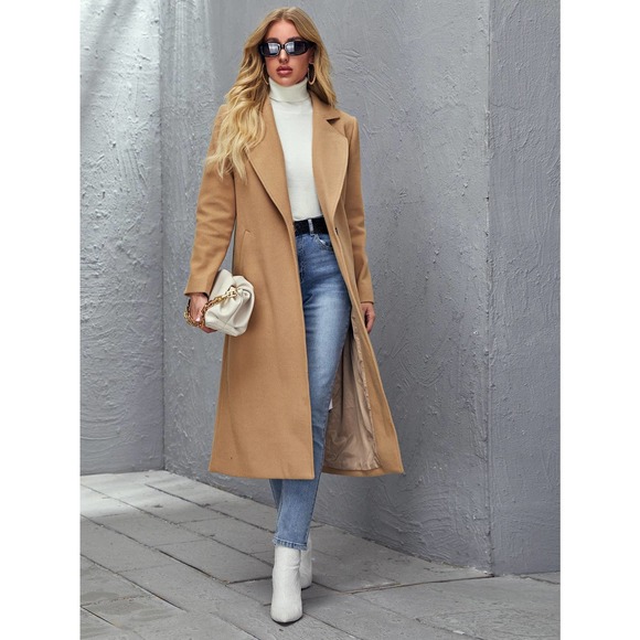 BohoGypsyDreamer.com Jackets & Blazers - Single Button Overcoat peacoat pea coat preppy tan camel long line